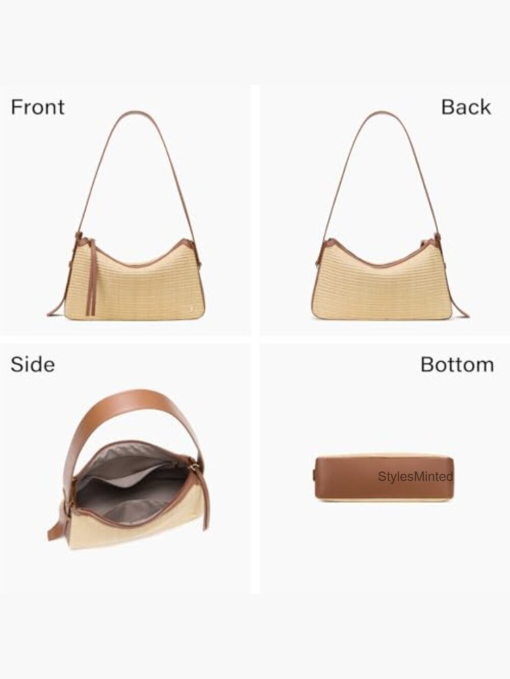 Straw Shoulder Bag Woven Handbag Summer Beach Tote Wide Adjustable Strap - Picture 6 of 6